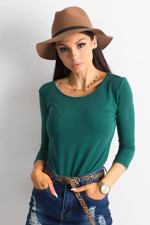 Tmavě zelená basic halenka z bavlny Mona