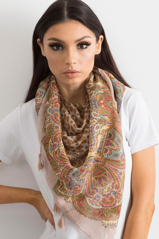 Pudrově růžová šála s potiskem a...