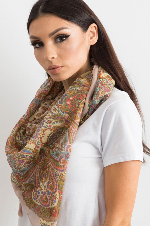 Pudrově růžová šála s potiskem a...