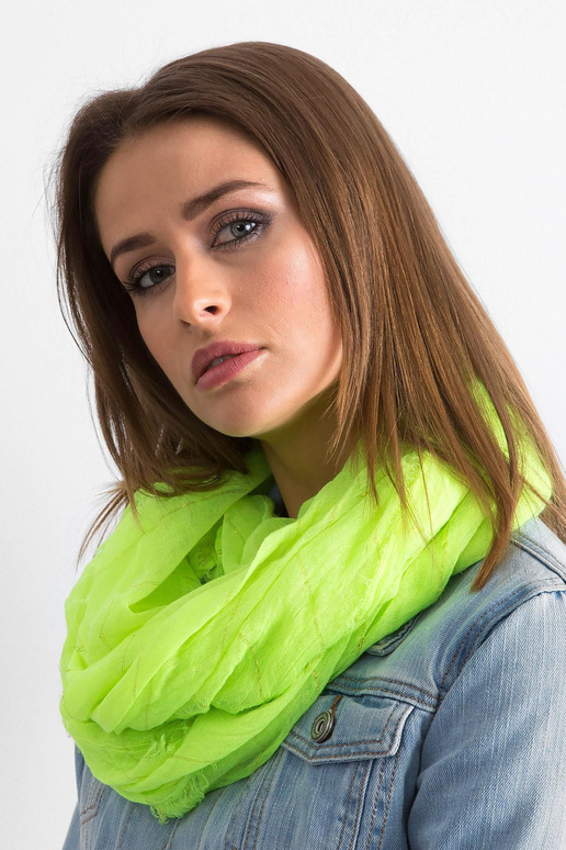 Fluo žlutý šátek s metalickou nití