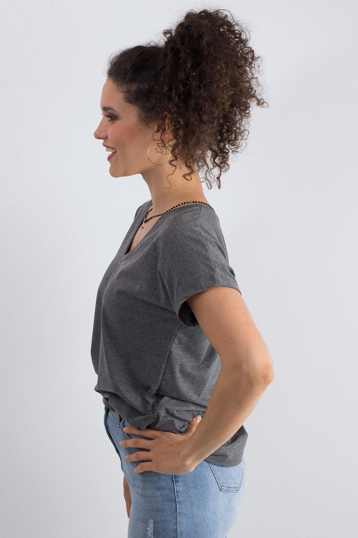 Tmavě šedé melanžové tričko Emory