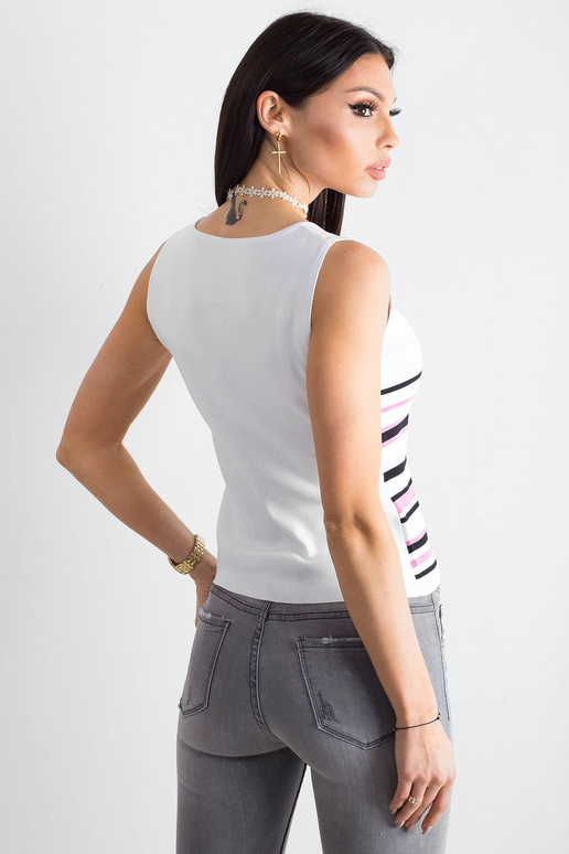 Bílý a růžový pruhovaný top