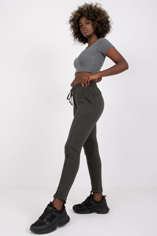 Tmavé khaki kalhoty Přístupné