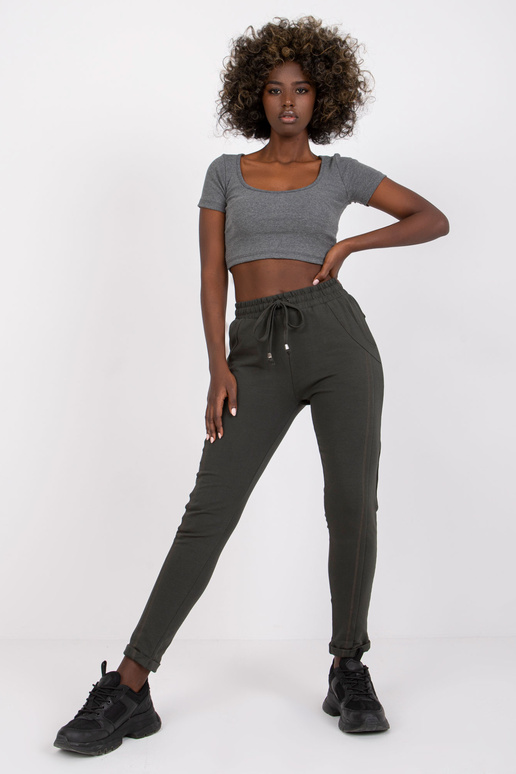 Tmavé khaki kalhoty Přístupné