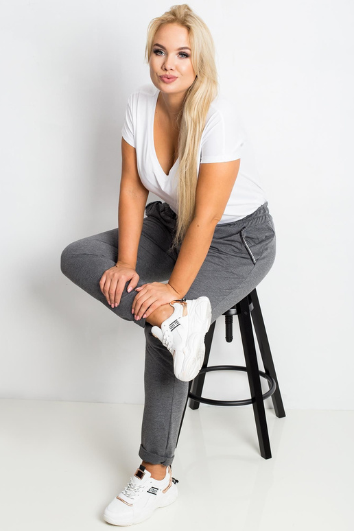 Tmavě šedé kalhoty Plus Size Savage