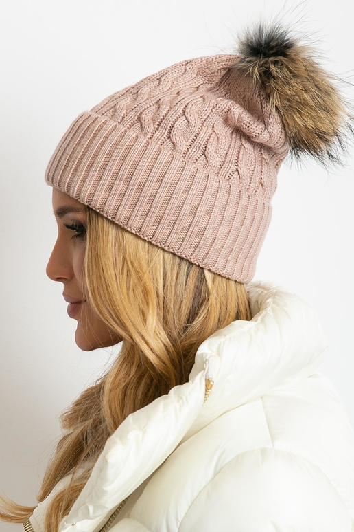 Špinavě růžový klobouk s žebrem a...