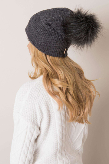 Tmavě šedá čepice s bambulí... 2