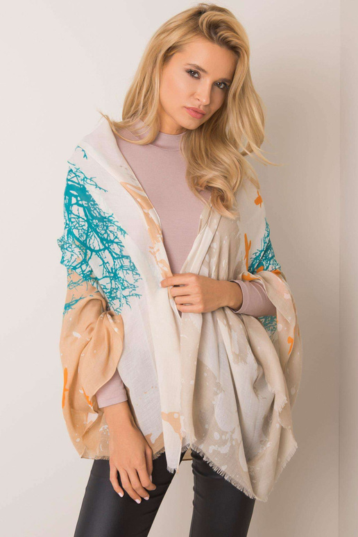 Šátek s béžovým a tyrkysovým vzorem