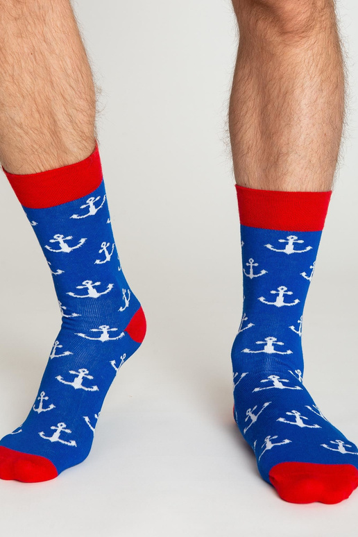 Tmavě modré vzorované pánské ponožky