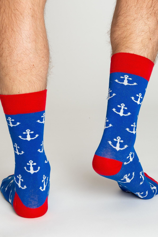 Tmavě modré vzorované pánské ponožky