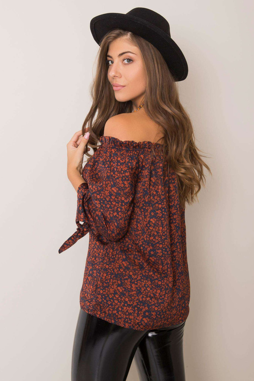 Námořnická modrá a hnědá halenka od...