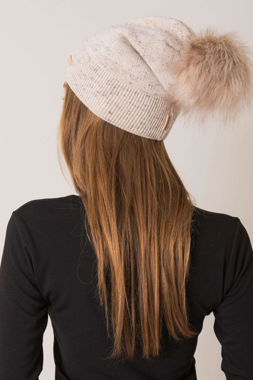 Dámská béžová čepice s bambulí RUE PARIS