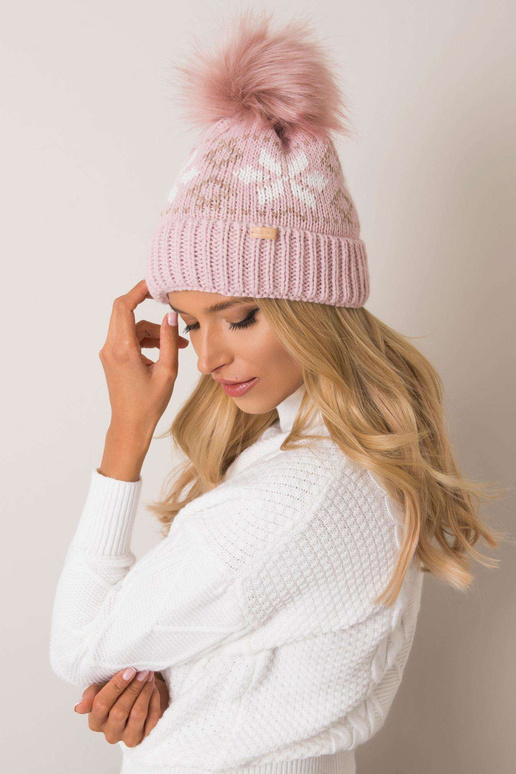 Bledě růžová zimní čepice RUE PARIS