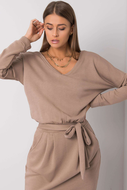 Tmavě béžové šaty Kloe RUE PARIS