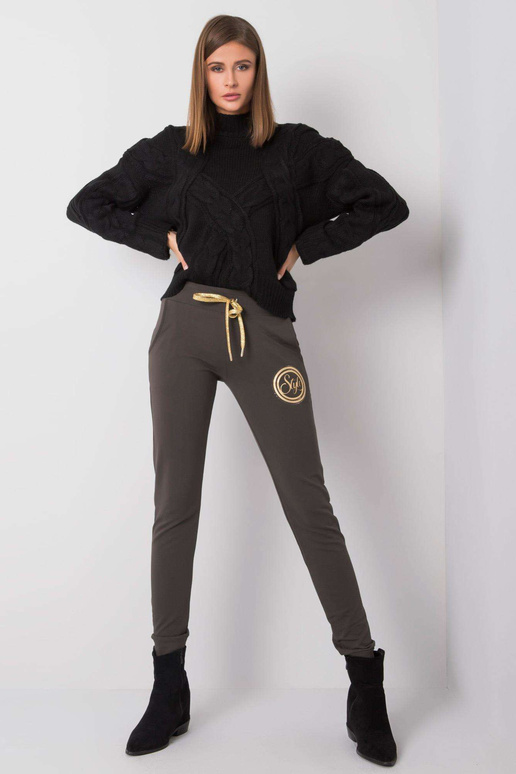 Tmavé khaki tepláky Stylové