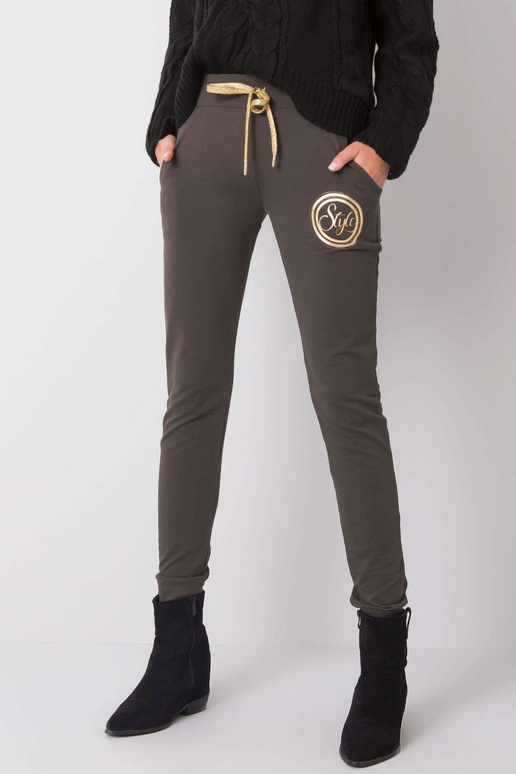 Tmavé khaki tepláky Stylové