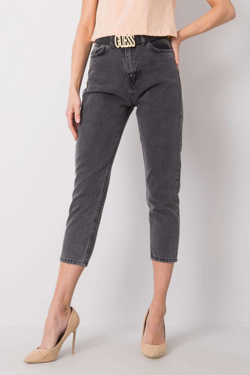 Tmavě šedé kalhoty s vysokým pasem...