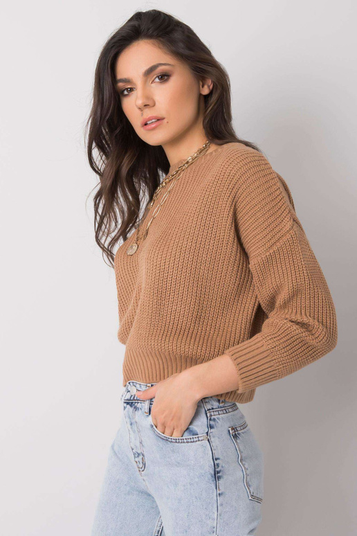 Hnědý klasický svetr Claudette RUE PARIS