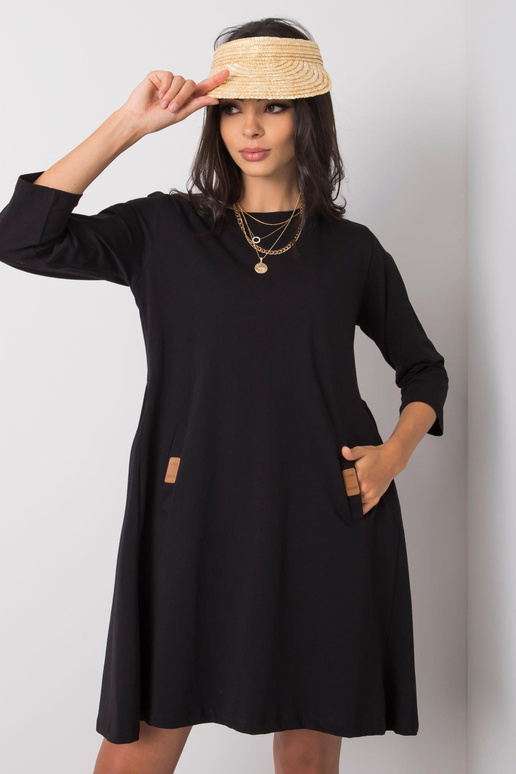 Dámské černé bavlněné šaty Dalenne