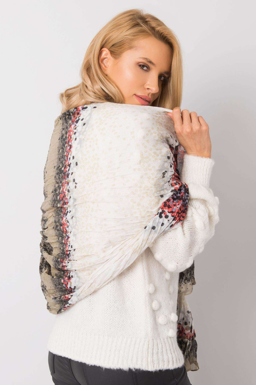 Khaki-červený šátek se vzorem