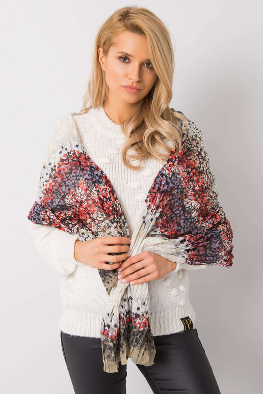 Khaki-červený šátek se vzorem