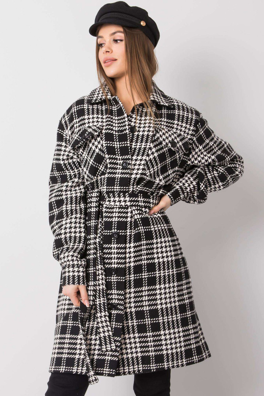 Černobílý kostkovaný kabát Elina