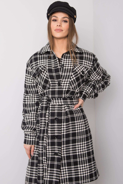Černobílý kostkovaný kabát Elina