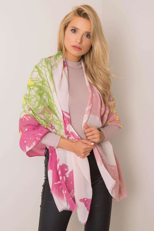 Tmavě růžovo-zelený vzorovaný šátek