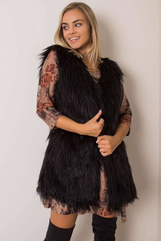 Černá kožešinová vesta Rafael