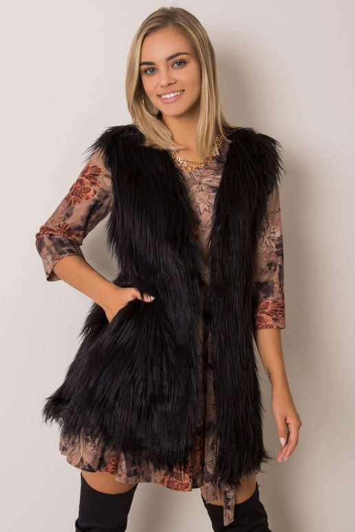 Černá kožešinová vesta Rafael