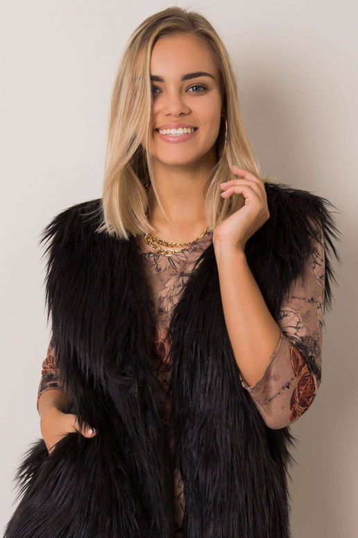 Černá kožešinová vesta Rafael