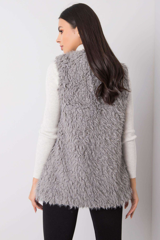 Tmavě šedá kožešinová vesta Sybille
