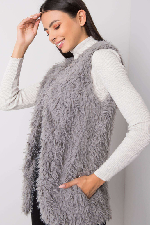 Tmavě šedá kožešinová vesta Sybille