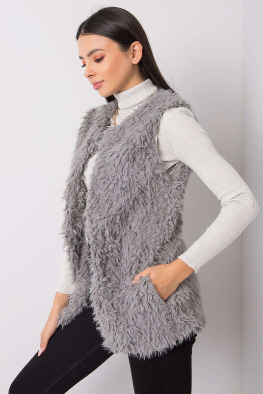 Tmavě šedá kožešinová vesta Sybille
