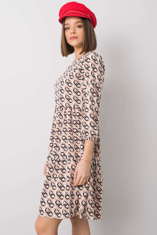 Ecru šaty s volánem Libby RUE PARIS
