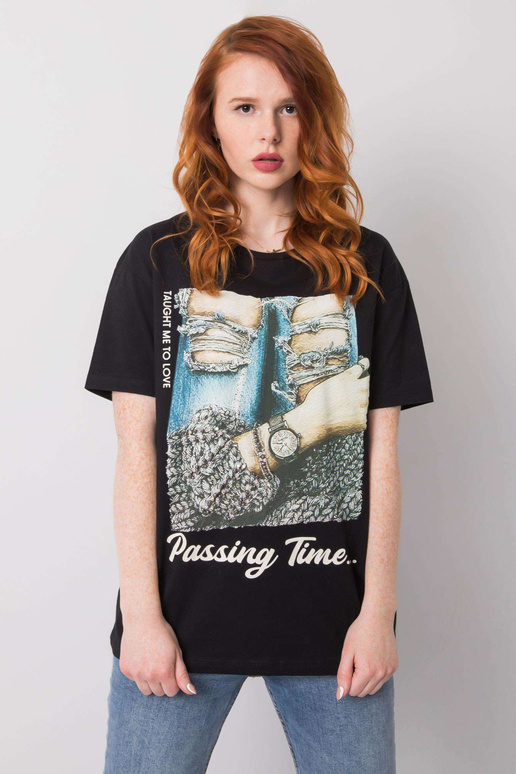 Černé dámské tričko s nášivkou Blanche Černé dámské tričko s nášivkou Blanche