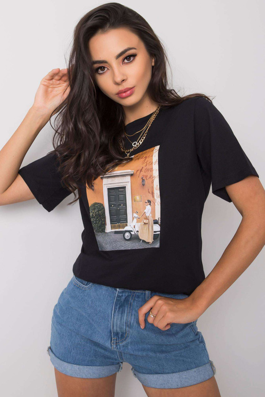 Černé tričko s potiskem Gloria Černé tričko s potiskem Gloria