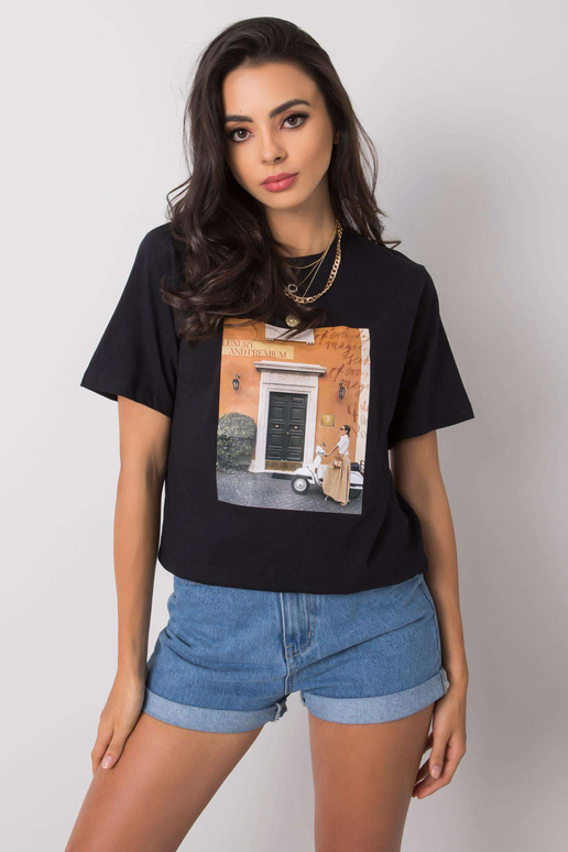 Černé tričko s potiskem Gloria Černé tričko s potiskem Gloria