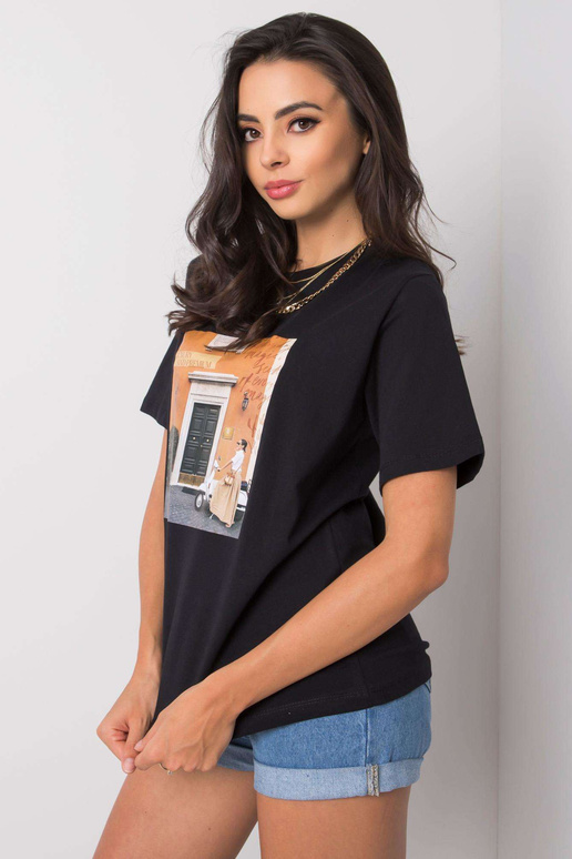 Černé tričko s potiskem Gloria Černé tričko s potiskem Gloria