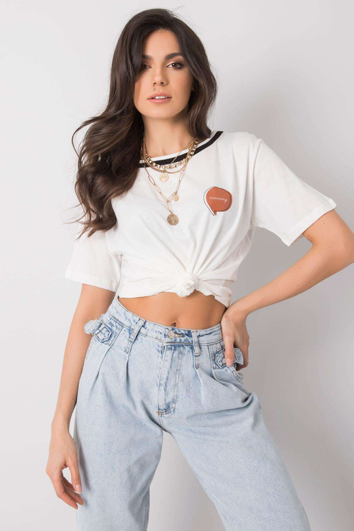 Ecru bavlněné tričko Elianna RUE PARIS