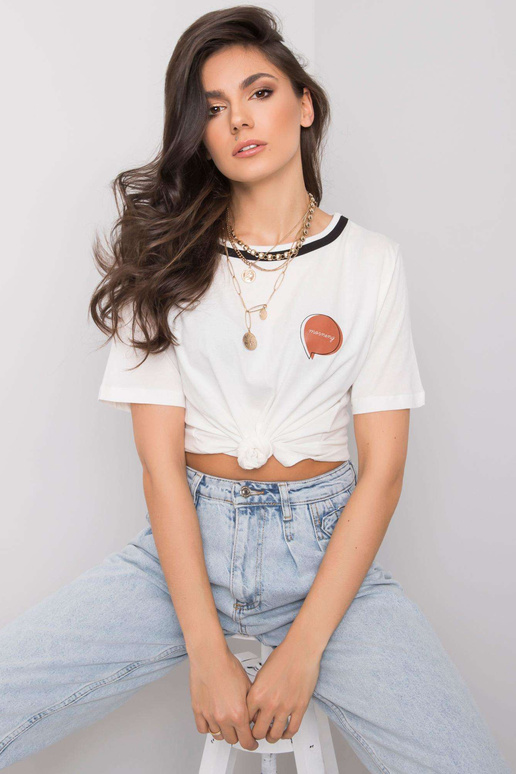 Ecru bavlněné tričko Elianna RUE PARIS