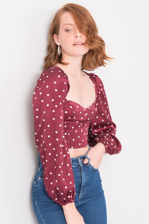 Vínová puntíková halenka BSL