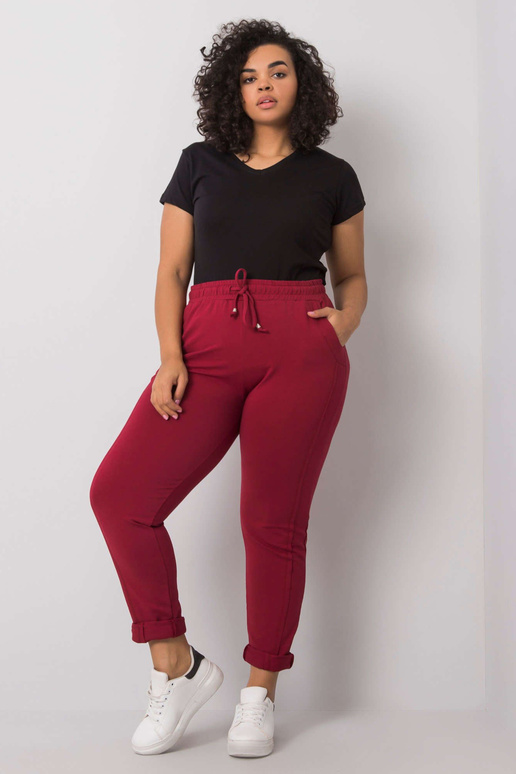 Vínové plus size tepláky Alva