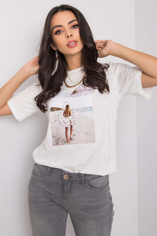 Bílé tričko s cestovním potiskem Bílé tričko s cestovním potiskem