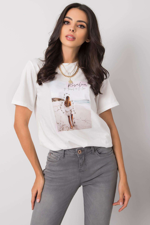 Bílé tričko s cestovním potiskem Bílé tričko s cestovním potiskem