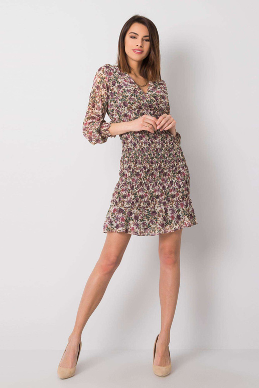 Světle béžové květinové šaty Alaina...