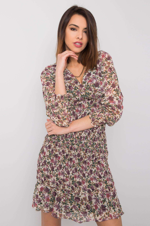 Světle béžové květinové šaty Alaina...