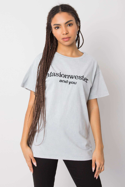 Šedé tričko s nápisem Michelle RUE PARIS