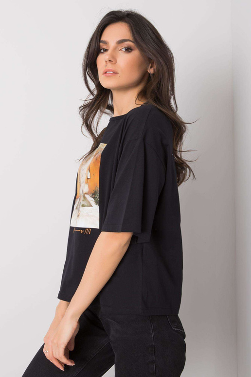 Černé dámské tričko s potiskem Morris Černé dámské tričko s potiskem Morris