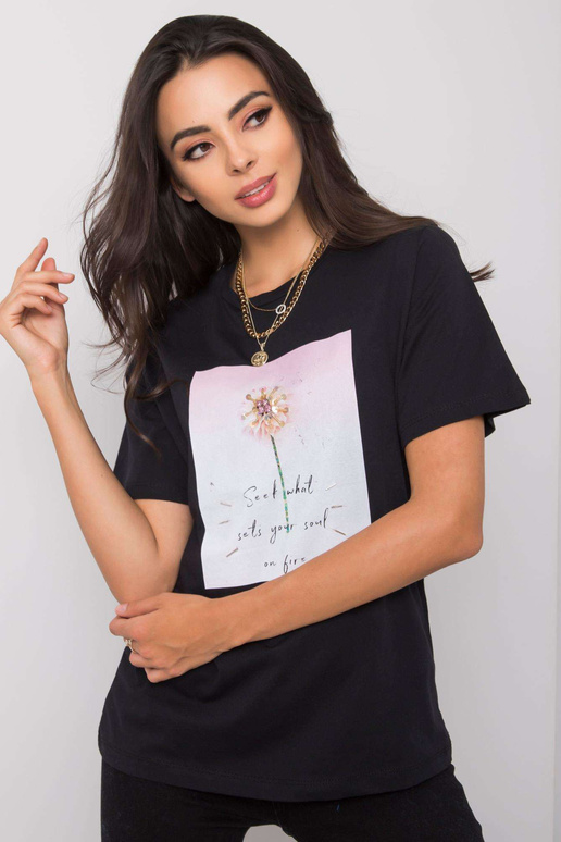 Černé bavlněné tričko Vanessa Černé bavlněné tričko Vanessa